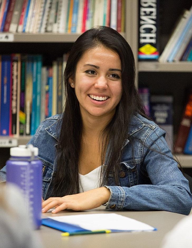 a language student participates in a langauge conversation table